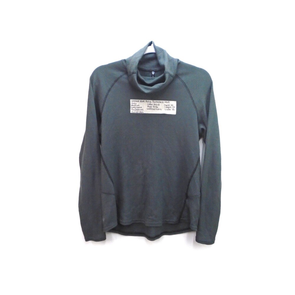 Kuhl Petra Turtleneck Shirt Womens Medium M Gray Waffle Knit Pullover Thumbholes